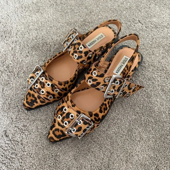 Steve Madden Leopard Buckle Flats - Picture 1 of 3